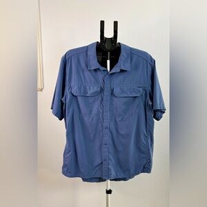 REI Co-op Mens XL Short Sleeve Hiking Shirt Blue Outdoor Button Front